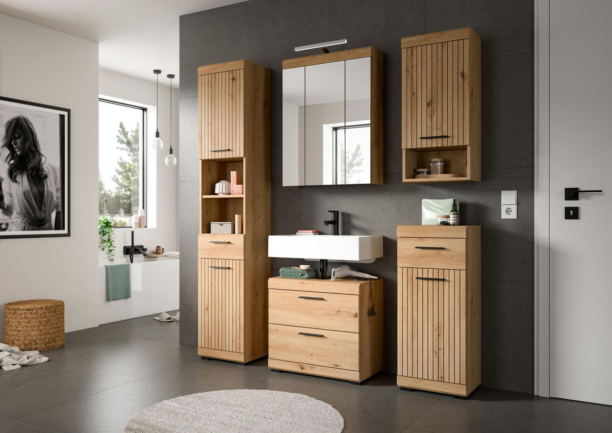 SPIEGELSCHRANK inkl. Bel. SCOUT (B/H/T: ca. 60/79/18 cm) in Artisan Eiche Nachbildung/Spiegelglas - Eiche Artisan, Holzwerkstoff (60/79/18cm)