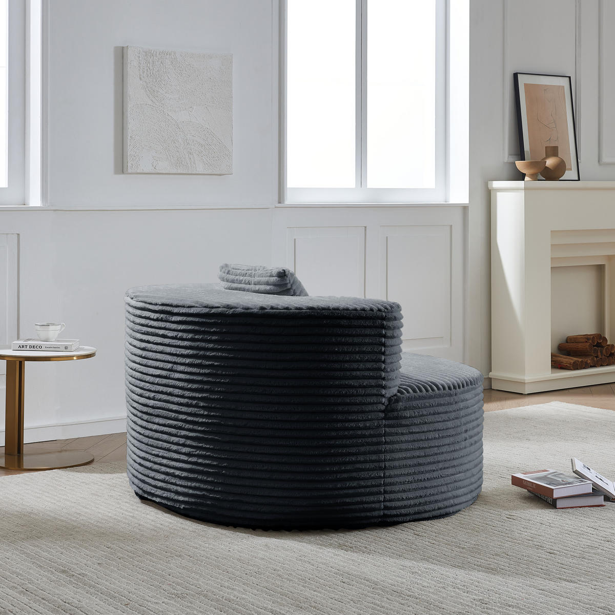 SESSEL aus Kordstoff 112 x 105 x 59 cm Dunkelgrau - Dunkelgrau, Kunststoff (105/59/112cm) - Beauniv