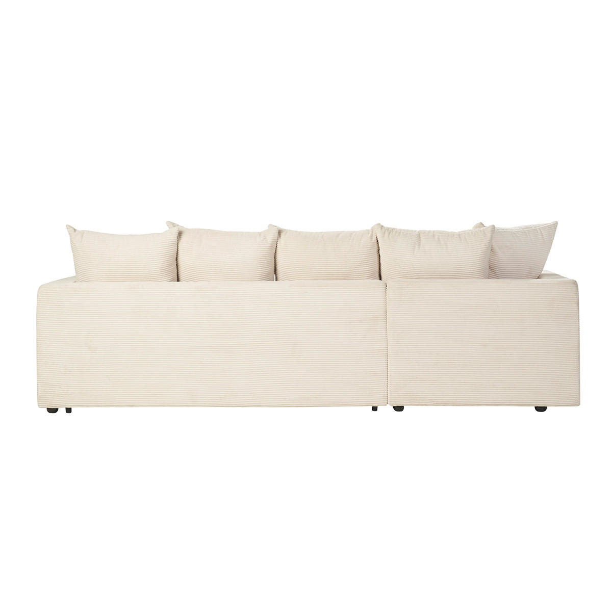ECKSOFA linksseitig konvertibel 4 Sitzer in beige Rippenvelours mit 13 cm Matratze BACIO - Beige, Textil (150/276cm) - Miliboo