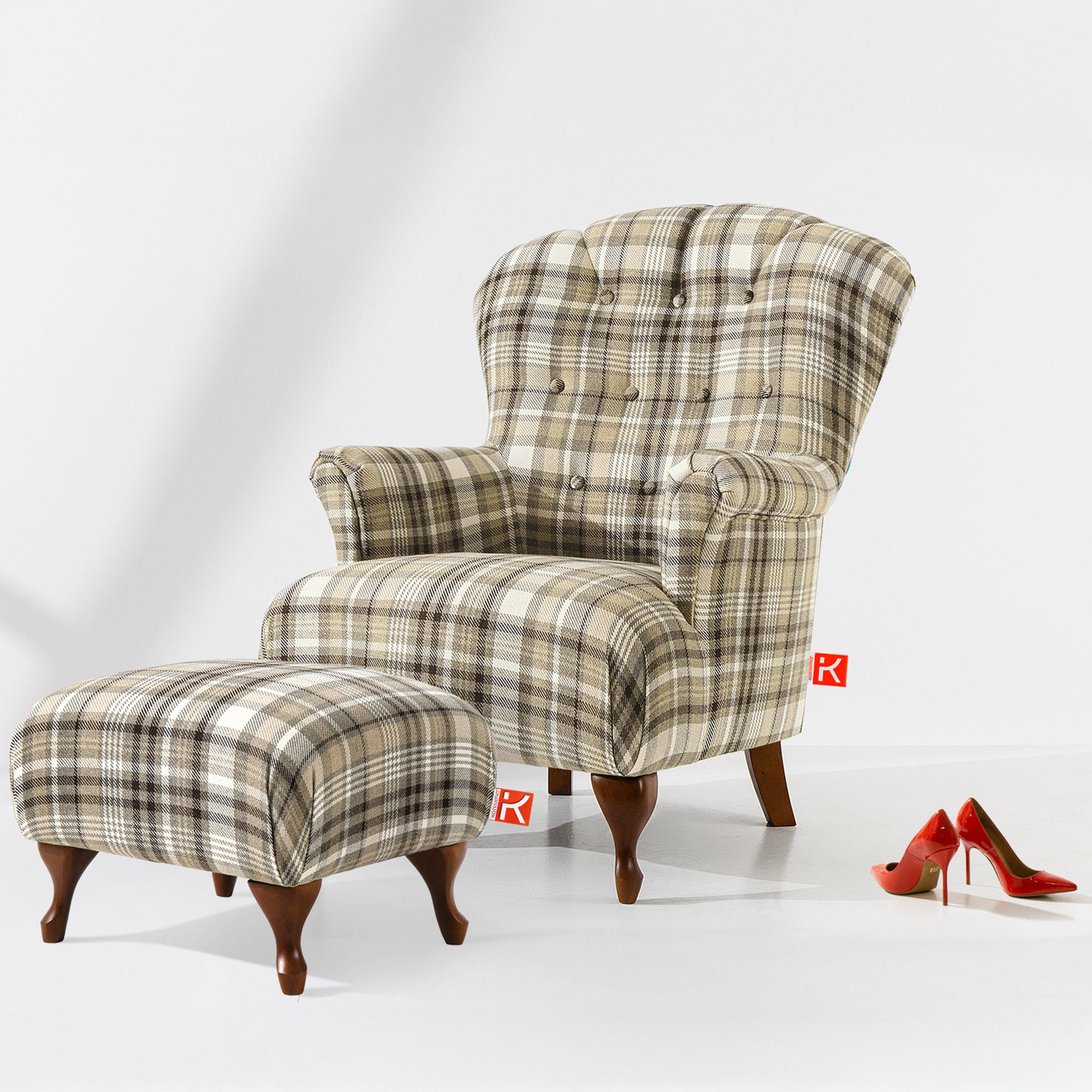 FUẞSTÜTZE TOMIS, Braun/Beige - Braun, Eichenholz/Holz (50/40/50cm) - KONSIMO®