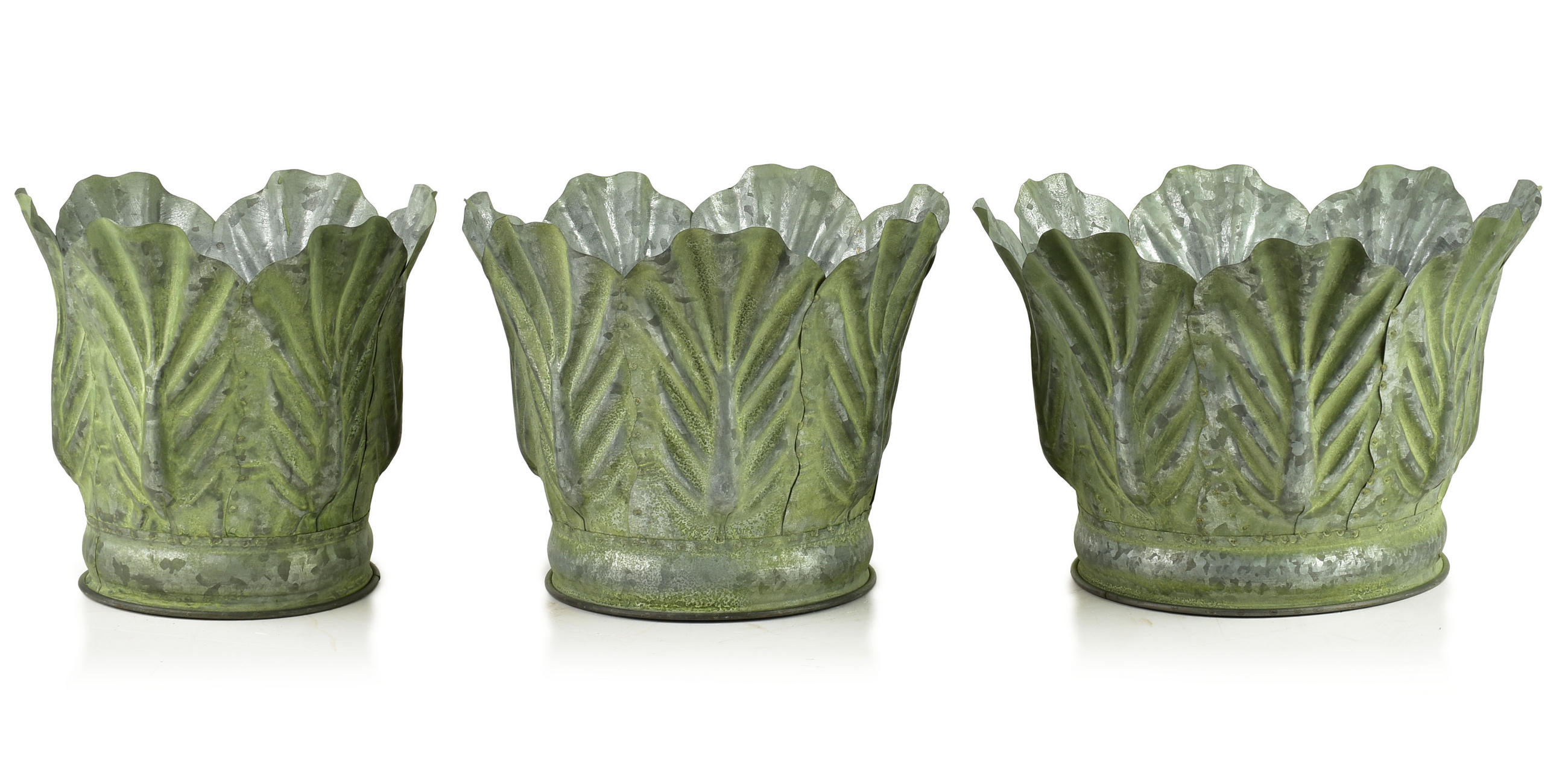 BLUMENTOPF Marina 2er Set Grün 28/28/20 cm Metall - Grün, Metall (28/20/28cm) - Mondex