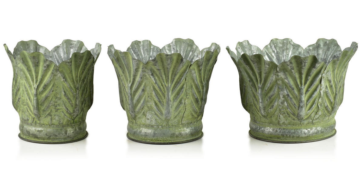 BLUMENTOPF Marina 2er Set Grün 28/28/20 cm Metall - Grün, Metall (28/20/28cm) - Mondex