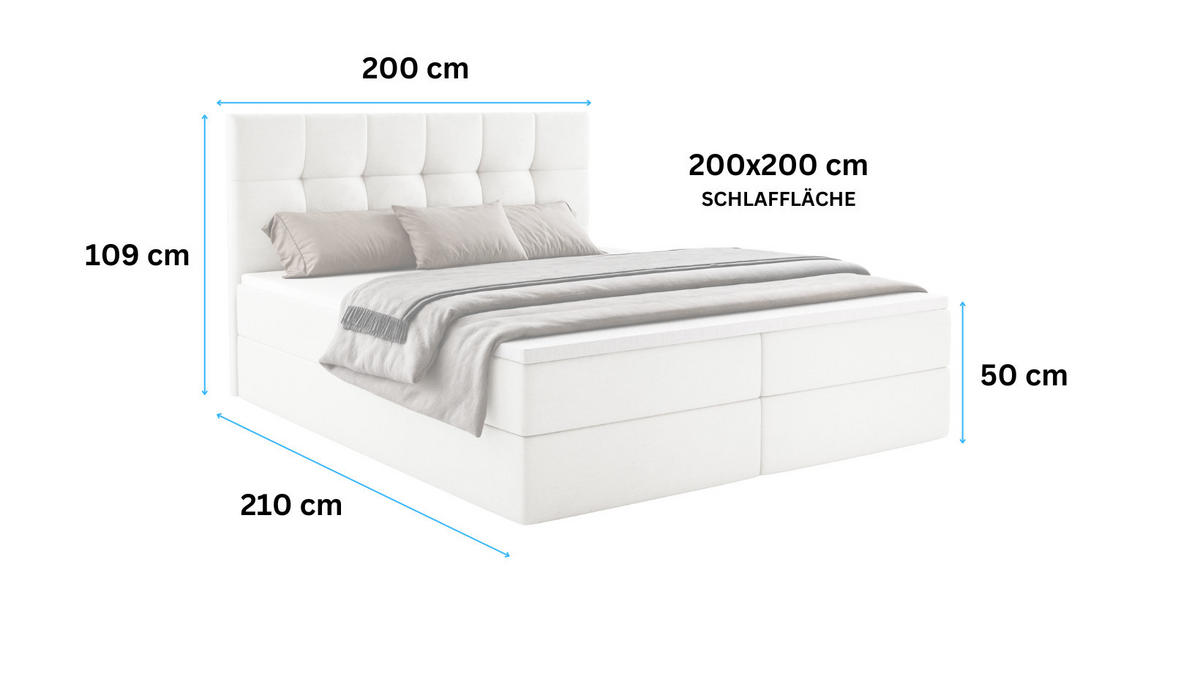 BOXBETT Auren mit Topper Creme 200x200 - Creme, Textil (200/200cm) - Luxkor24