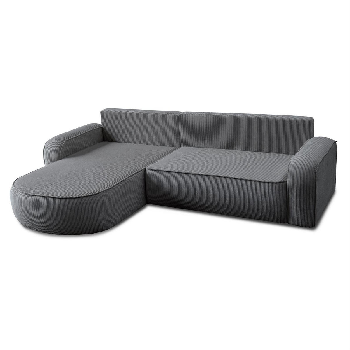ECKSOFA VENUS mit Schlaffunktion und Bettkasten, Poso 60 - Grau, Textil (275/178cm) - Lookway