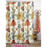 DUSCHVORHANG Retro floral Gelb Orange Blumen Vintage - Gelb, Textil (180/180cm) - MCBOSON