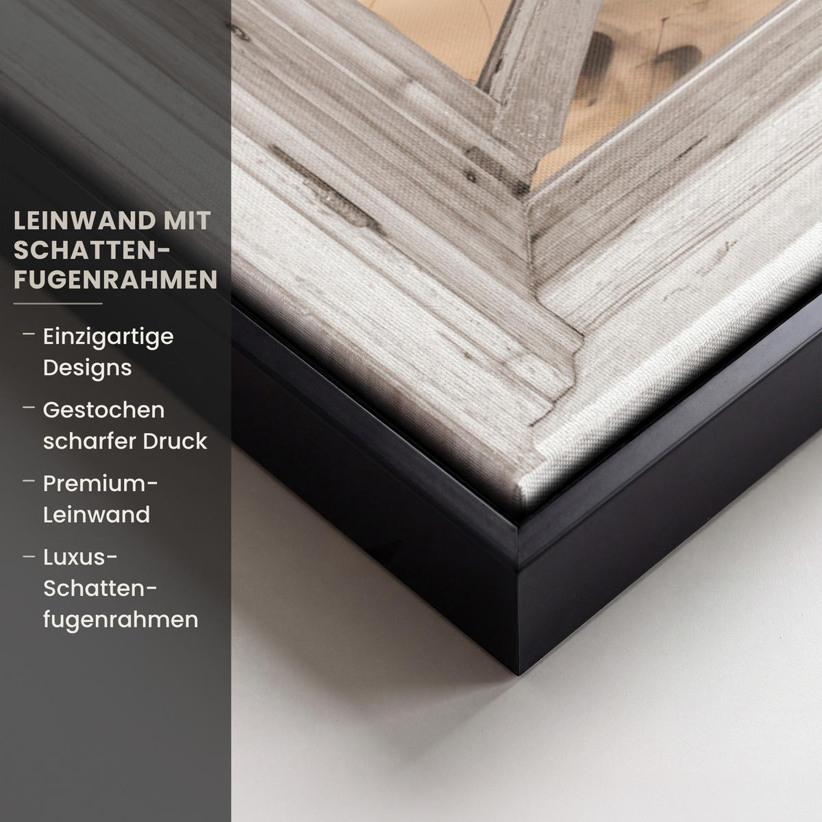 LEINWAND Bilder mit Rahmen - Fenster - Meer - Küste - Natur - Ausblick - Strand - Wattenmeer - 50x50 - Beige, Textil (50/50cm) - MuchoWow