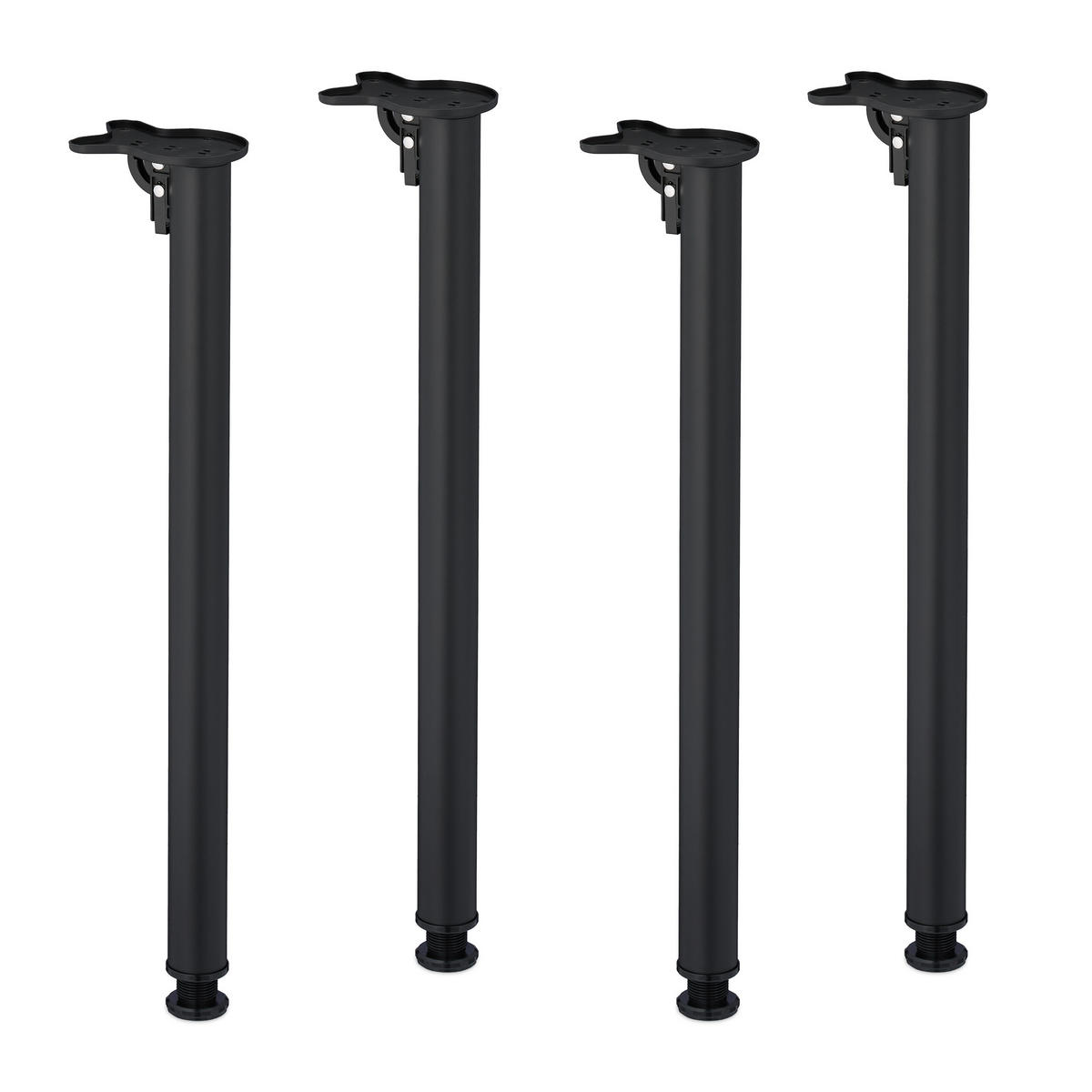 4xTISCHBEINE - Schwarz, Kunststoff/Metall (10/71/14cm) - Relaxdays