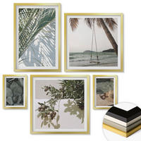 WANDBILDER 5er Set - 50x50 cm & 20x30 cm & 40x60 cm Goldrahmen - Tropische Pflanzen für den Urlaub - Goldfarben, Kunststoff (40/60cm) - ArtPrintCave