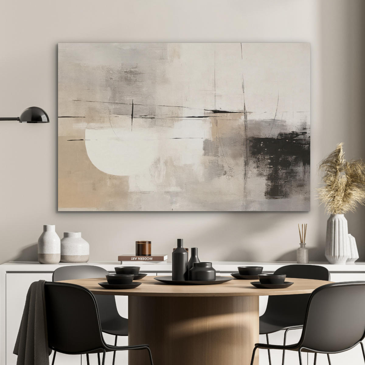 AKUSTIKBILD Abstrakt - Kunst - Grau Akustikpaneele 90x60 cm - Hellgrau, Kunststoff (90/60/0.9cm) - MuchoWow