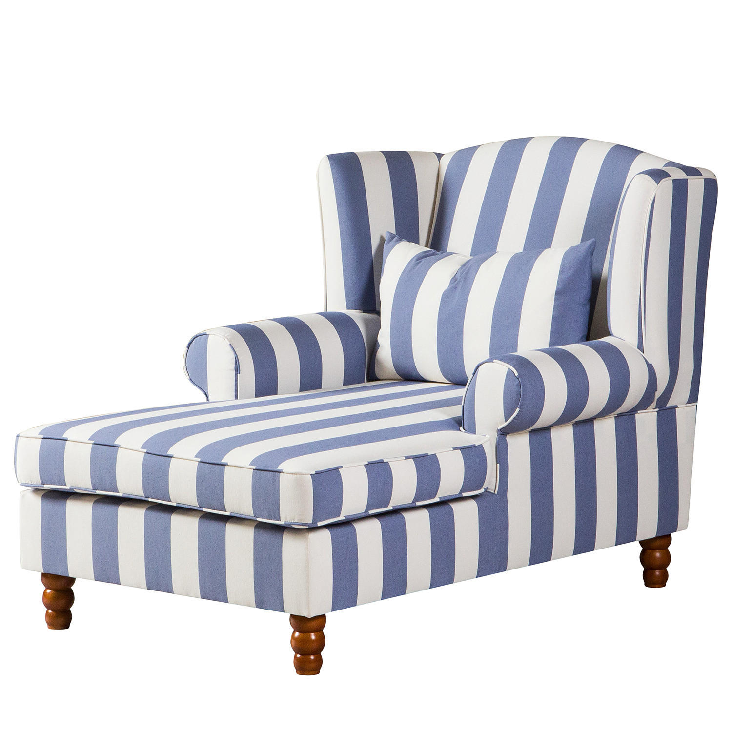 OHRENSESSEL - Webstoff - Blau/Weiß, Holz/Textil (94/95/134cm) - home24