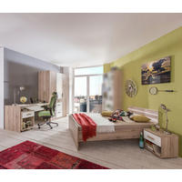 JUGENDZIMMER Cariba in Eiche San Remo und Weiß 5 teilig - Braun, Holzwerkstoff (120/200/80cm)