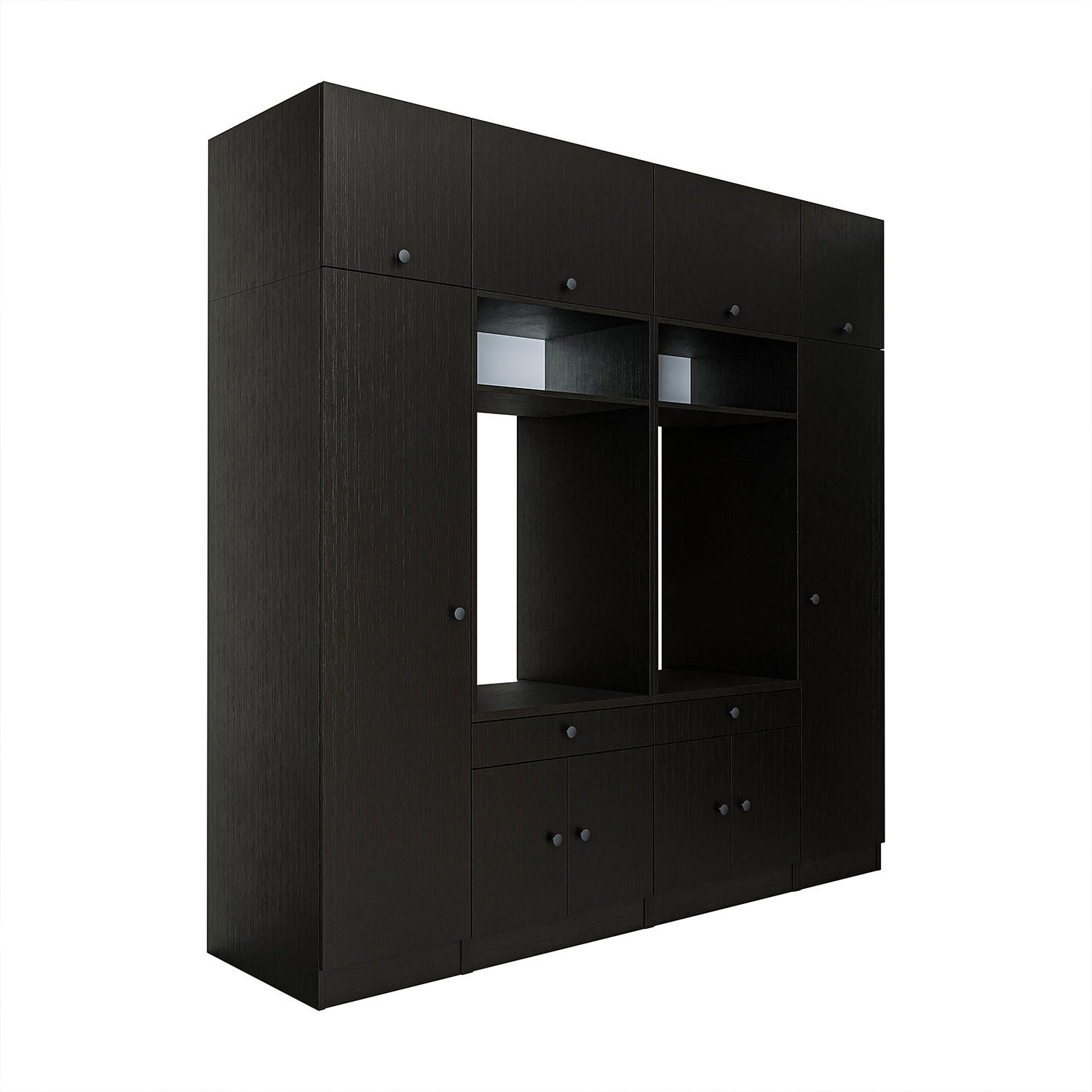 WASCHMASCHINENSCHRANK Serie 1 224cm Breit, 230cm Hoch - Schwarz, Holzwerkstoff (224/230/67cm)