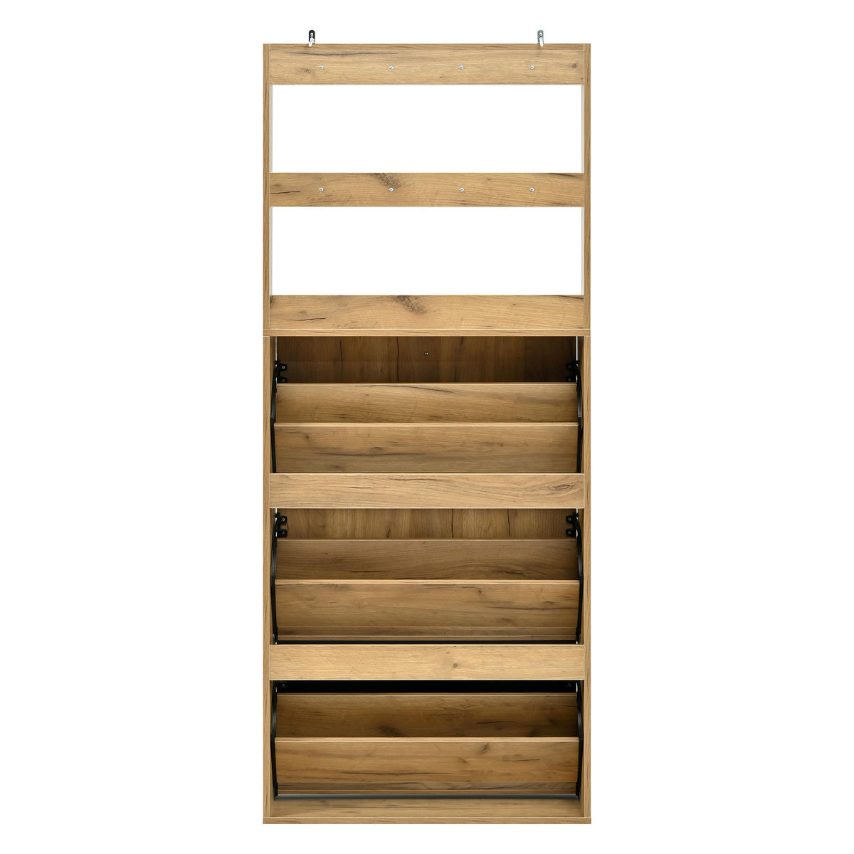 SCHUHSCHRANK mit 3 Klappfächern und Garderobenhaken - Naturfarben, Holzwerkstoff (75/180/24cm) - Urban Meuble