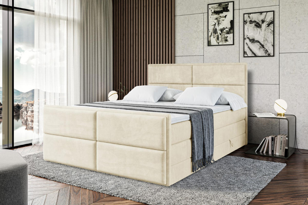 BOXSPRINGBETT AURA-Z KING - 180 x 200 - H3/H4 - Beige - Beige, Holzwerkstoff (180/200cm) - ALTDECOR