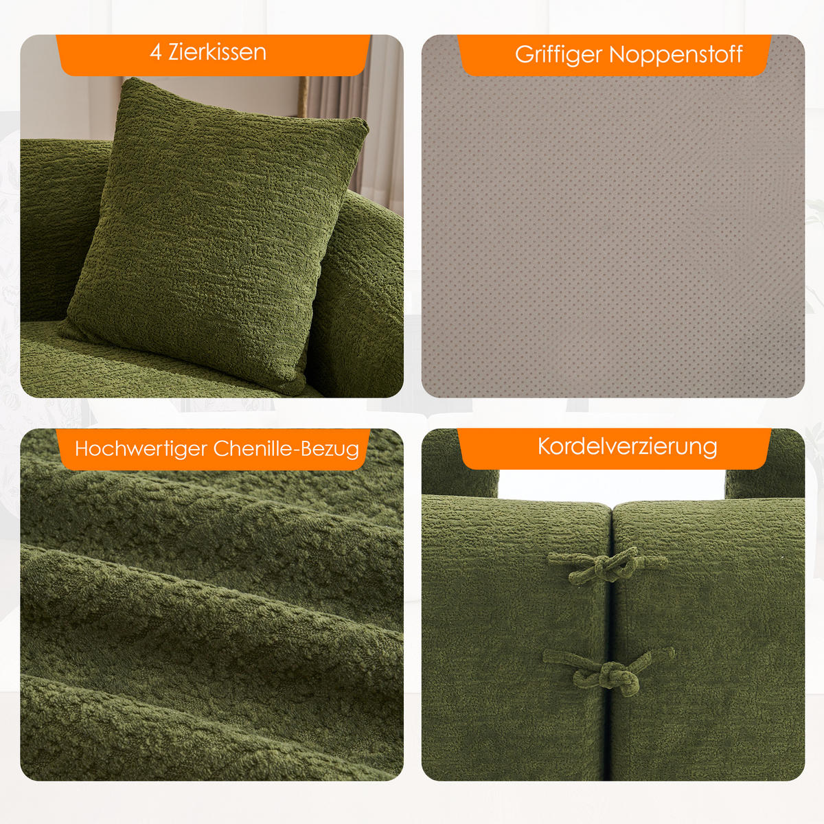 ECKSOFA 275/115/63 cm Grün Chenille - Grün, Textil (275/115cm) - Oxeza