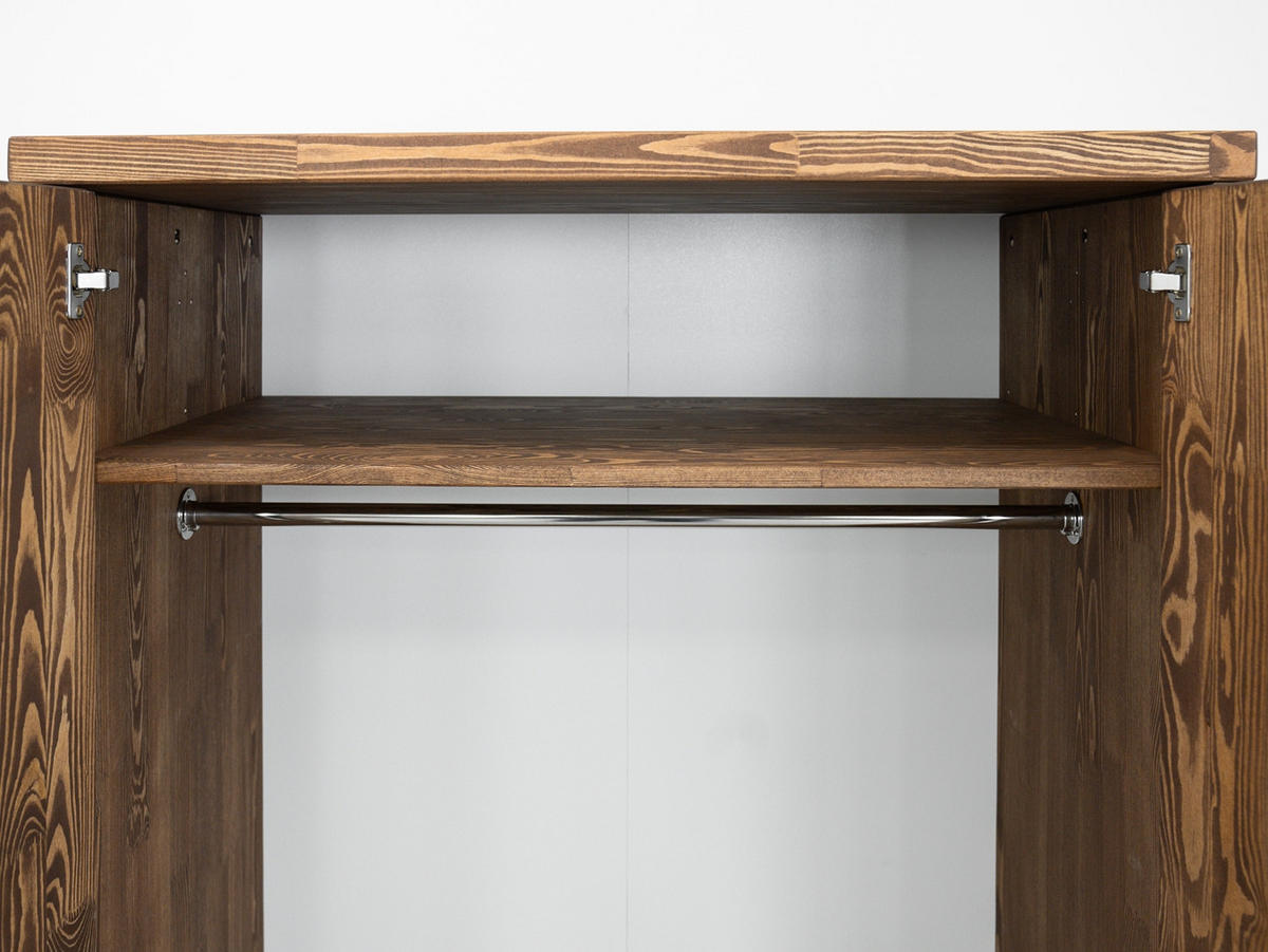 KLEIDERSCHRANK aus Massivholz MARIKA - Dunkelbraun, Holz (100/184/60cm) - Seart