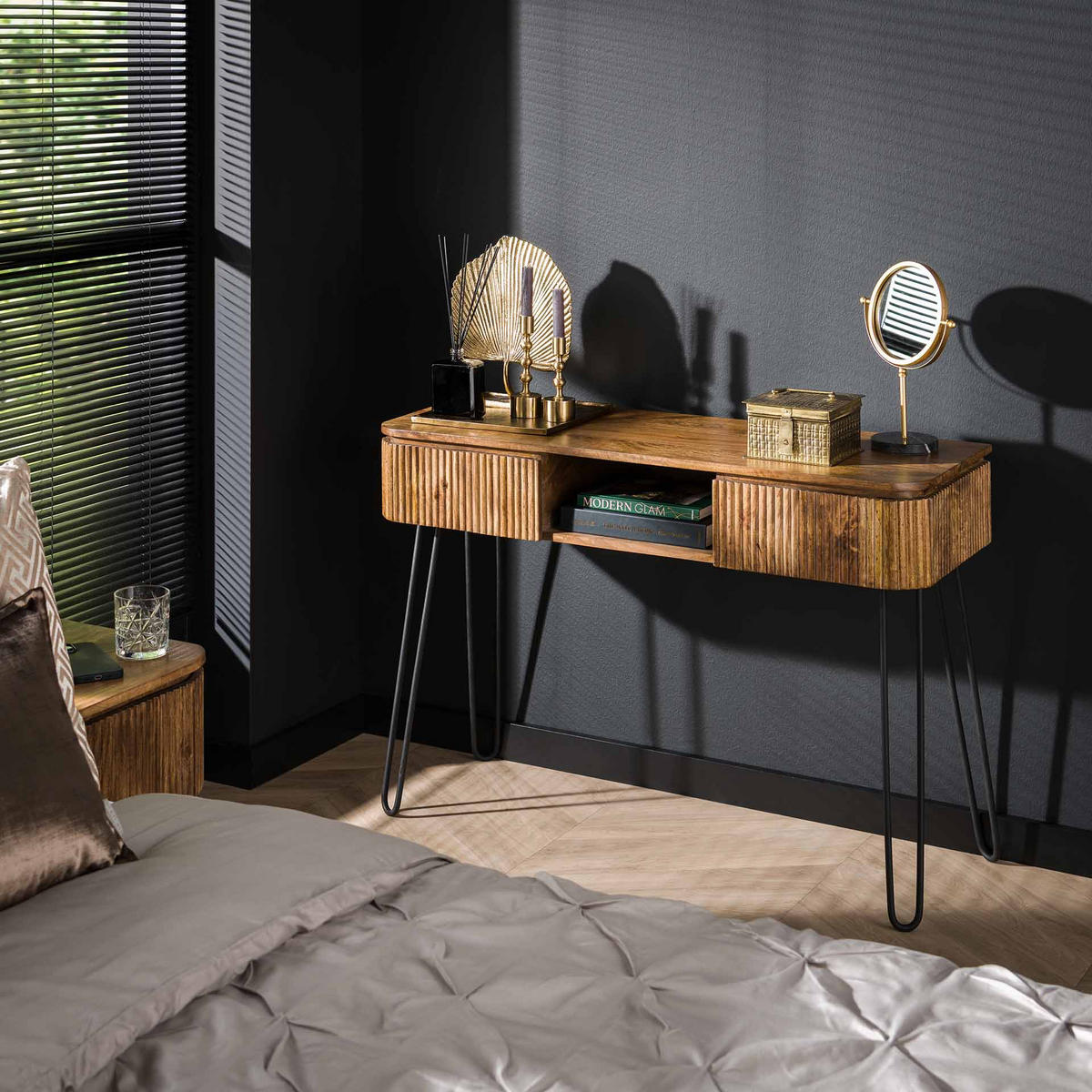 SCHMINKTISCH Wave Braun 40/110/77 cm - Braun, Holz (40/110/77cm) - Hoyz Collection