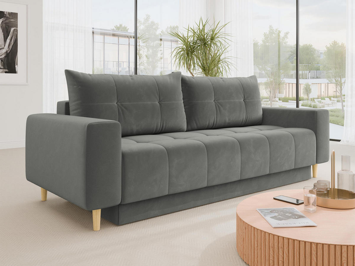 SCHLAFSOFA Santi - Grau, Holz/Textil (244/88/96cm) - MIRJAN24