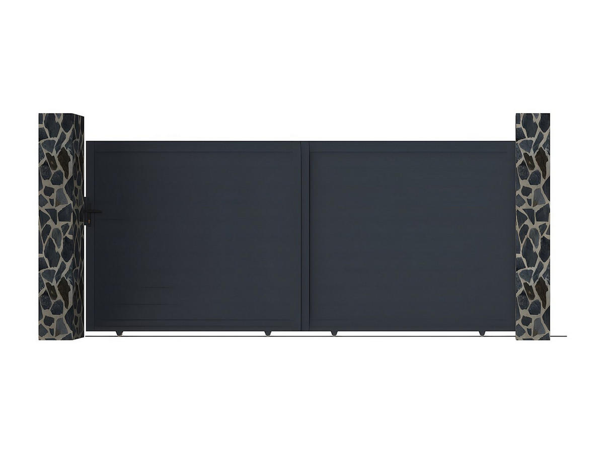 GARTENTOR Schiebetor - 416 x 180 cm - voll - Aluminium - Anthrazit - NAZARIO - Anthrazit, Metall (390/178cm) - Vente-Unique