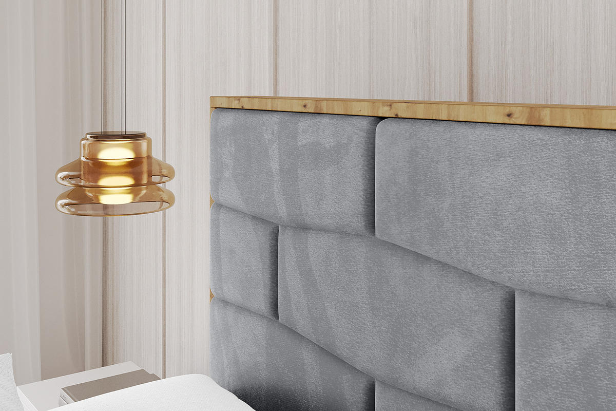 POLSTERBETT mit Bettkasten, Fußteil und Lattenrost, Boxbett mit Matratze H3/H4 - ENZO8-Z 120x200 Grau - Grau, Holzwerkstoff/Textil (120/200cm) - ALTDECOR