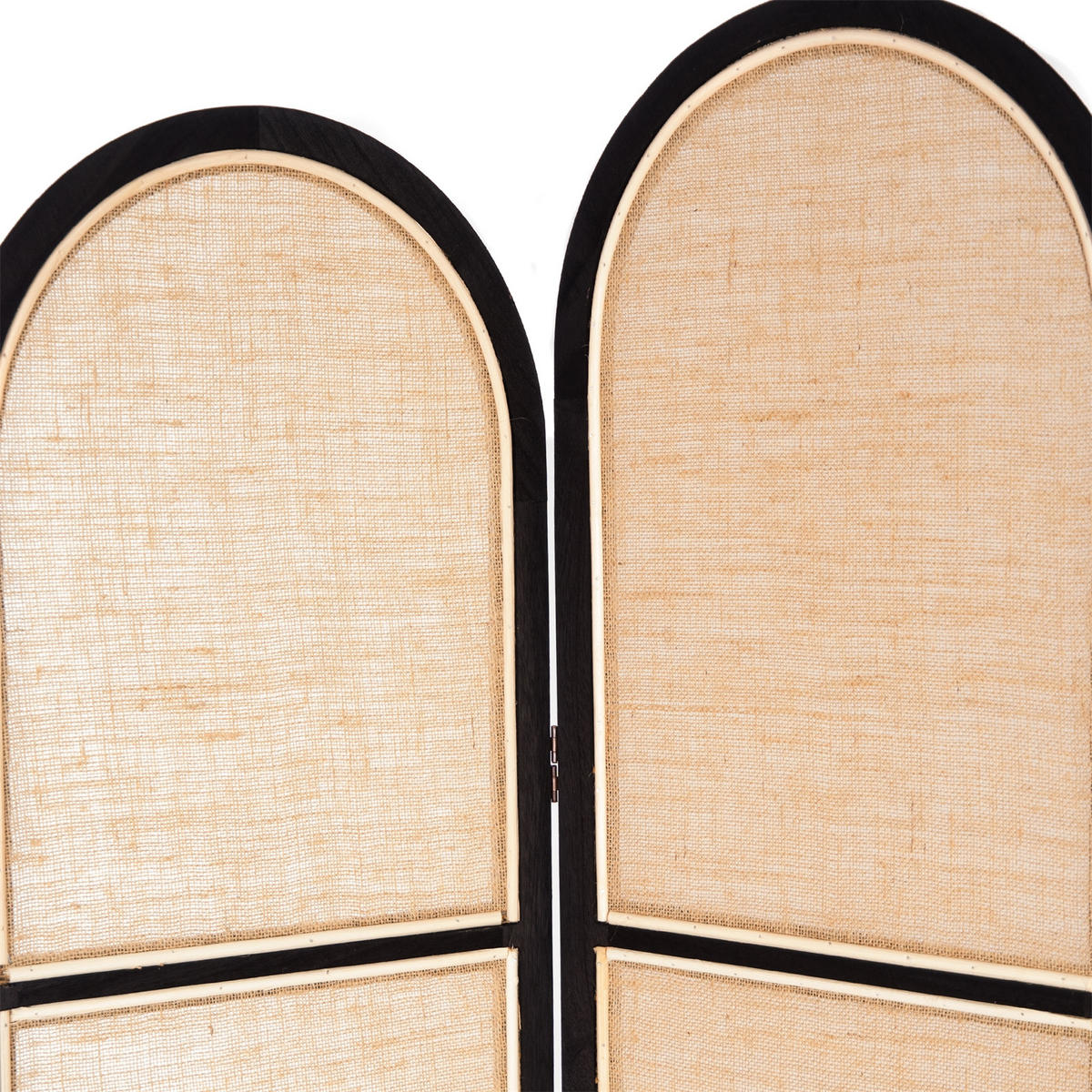 RAUMTEILER Arco 3-tlg. Leinen, Holz schwarz-natur - Schwarz, Holz (120/170/2cm) - CREEDWOOD