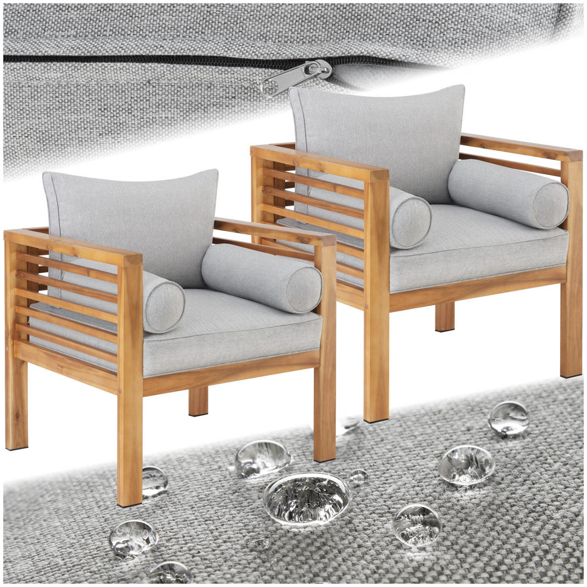 GARTEN-LOUNGESESSEL Boka, 72 x 63 x 64,5 cm, braun - Braun, Holz (72/78/63cm) - tectake