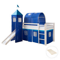 HOCHBETT 90/200 cm in weiß mit Lattenrost - Blau/Weiß, Holz - Homestyle4u