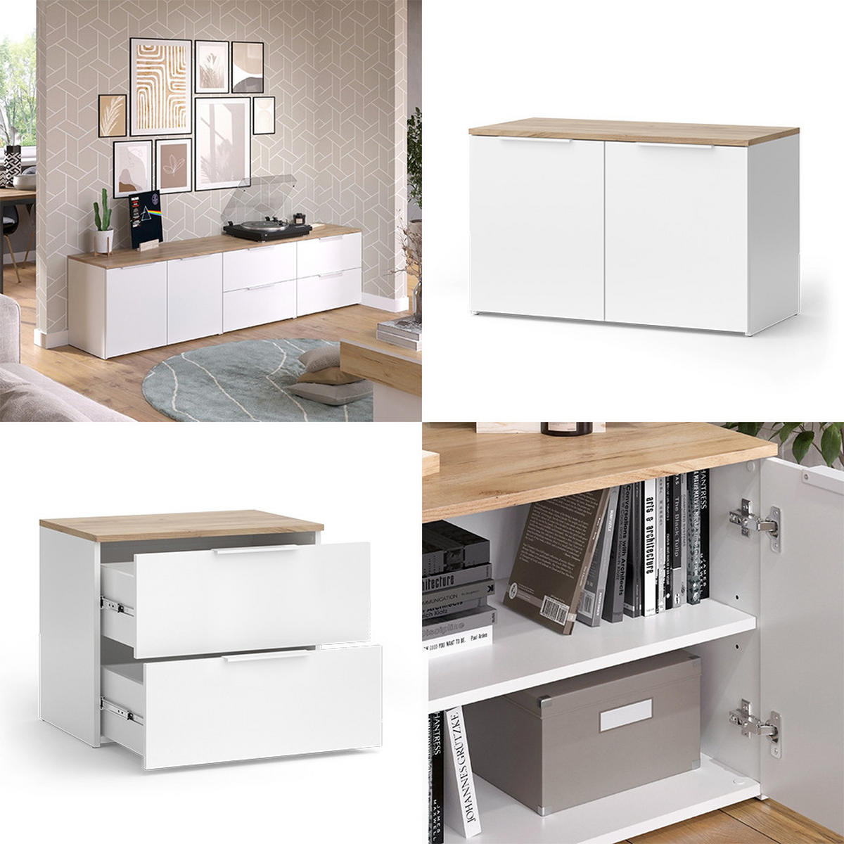 ŽIVÁ STĚNA Wido Bílá/Sonoma - bílá/Sonoma dub, kompozitní dřevo (200/50/40cm) - Vicco