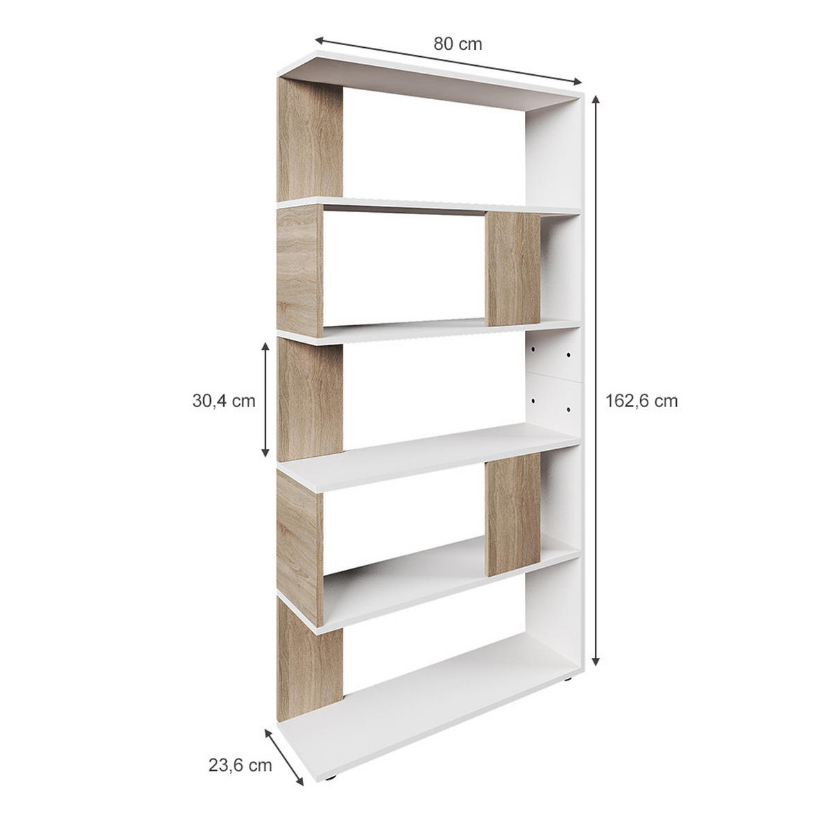 RAUMTEILER Sonoma 80 x 162.6 cm - Weiß/Sonoma Eiche, Holzwerkstoff (80/162.6/23.6cm) - Vicco
