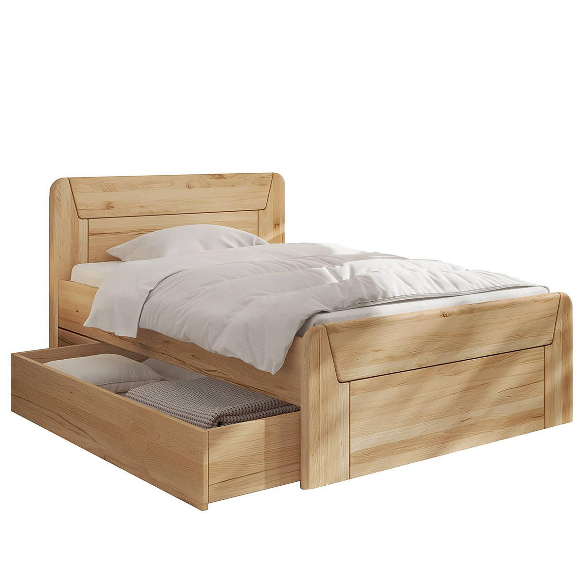 MASSIVHOLZBETT - Braun - Kernbuche, Holz (120/200cm) - home24