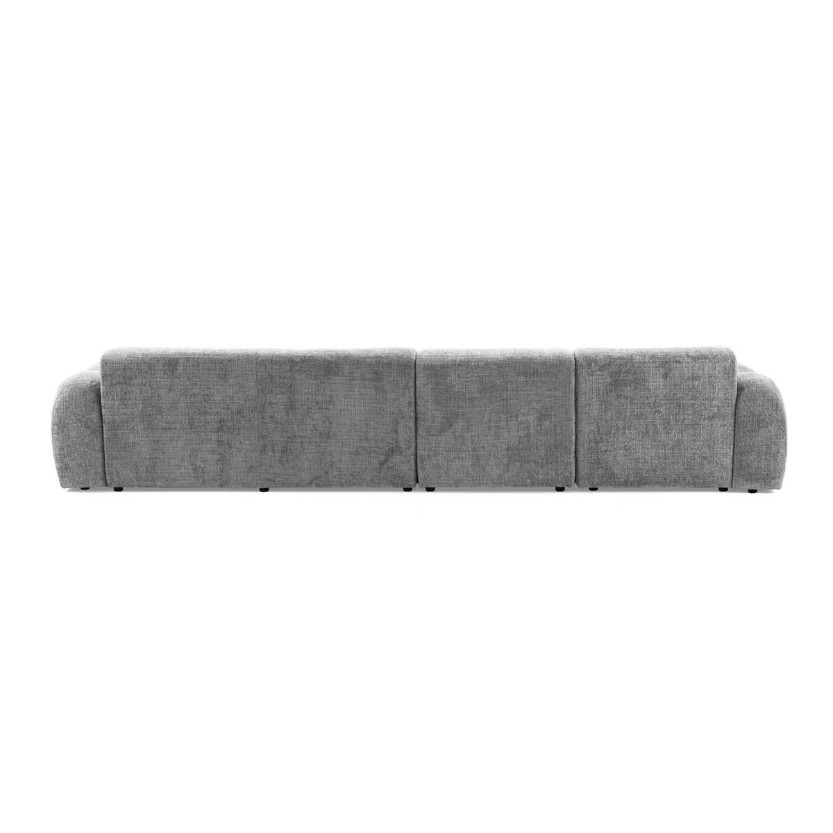 5-SITZER modulares Ecksofa VEER SET 2 Links, 379 x 175 cm, Chenille Webstoff Grau - Schwarz/Grau, Holz/Kunststoff (379/175cm) - Muffo