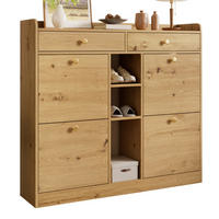 SCHUHSCHRANK 110/26/100 cm mit 4 Klapptüren, 2 Schubladen und 3 offenen Fächern, Natur - Naturfarben, Holzwerkstoff (110/100/26cm) - Redom