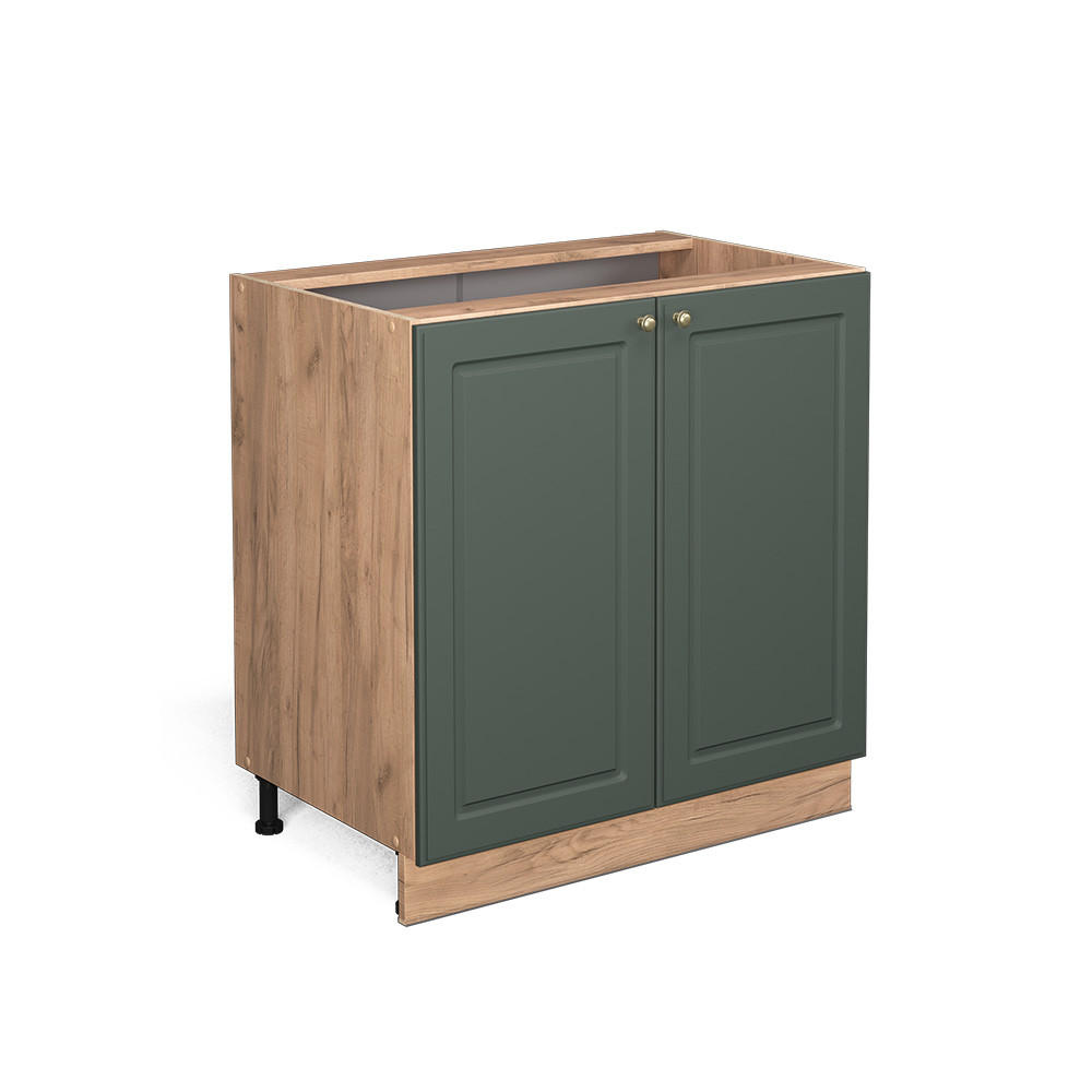 SPÜLENUNTERSCHRANK Fame-Line Grün-Gold Landhaus 80 cm mit Regal ohne AP - Eiche Wotan/Grün, Holzwerkstoff (80/82/51.6cm) - Vicco