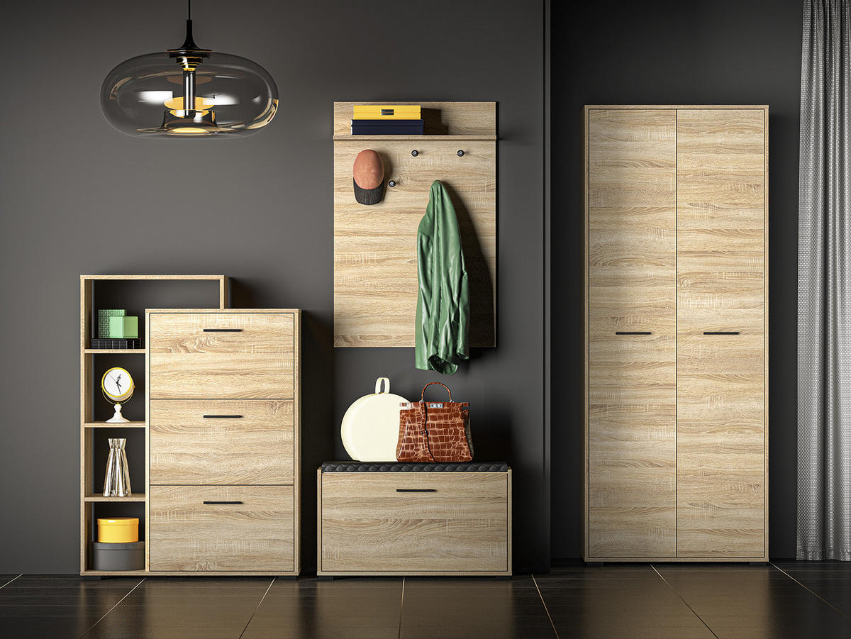 SIDEBOARD Caro Sonoma Eiche hell 120 / 40 / 85cm - Braun/Sonoma Eiche, Holz/Holzwerkstoff (120/85/40cm) - Feldmann-Wohnen