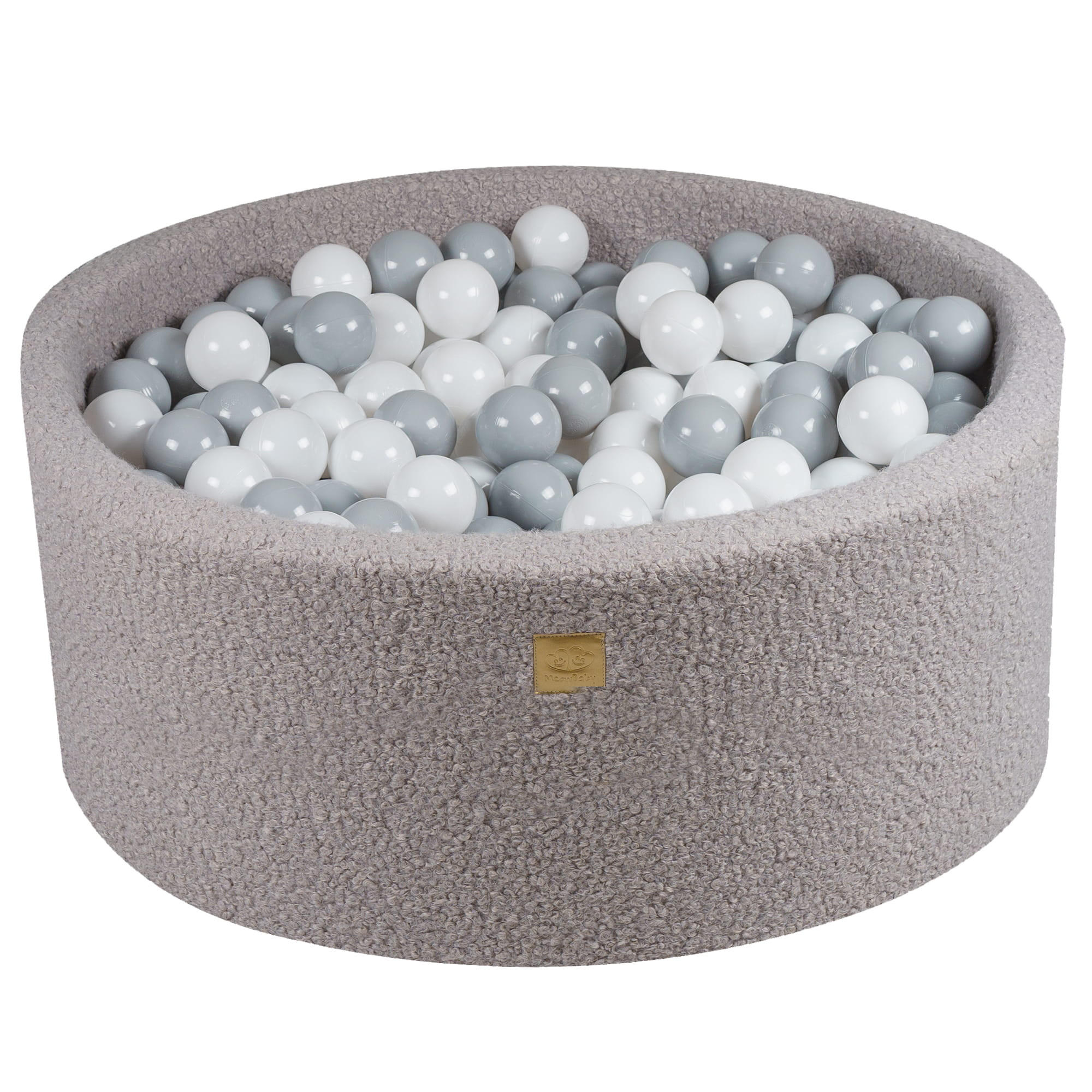 BÄLLEBAD für Kinder, Boucle, Grau - Weiß/Grau, Textil (90/90/40cm) - MeowBaby