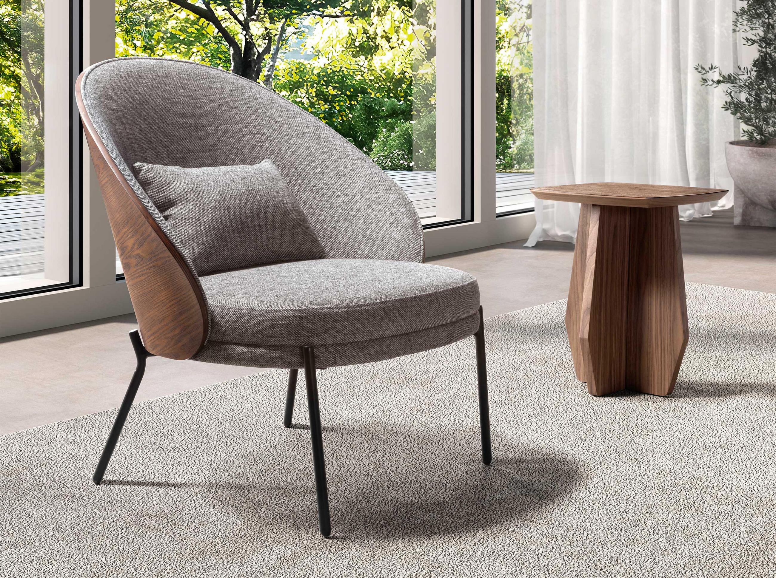 Thumbnail - Angel Cerda Beistelltisch, Walnuss, Holz, 40x50x40 cm, FSC 100%, Wohnzimmer, Wohnzimmertische, Beistelltische