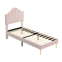 POLSTERBETT 90x200 Samt Muschelform Höhenverstellbar Rosa - Pink, Holz - FLIEKS