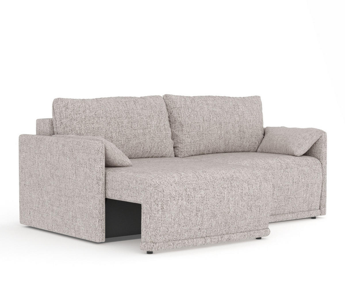 SCHLAFSOFA MIT ECKSOFA-FUNKTION Nappa Hellbraun Webstoff - Hellbraun/Schwarz, Holz/Holzwerkstoff (215/100/112cm) - Maison de Reve