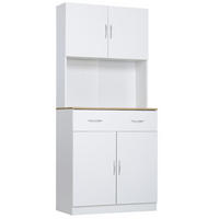 BUFFET DE-11210 4 Türen & 1 Schublade mit Arbeitsplatte Weiß - Weiß, Holzwerkstoff (40/180/80cm) - ComfortXL