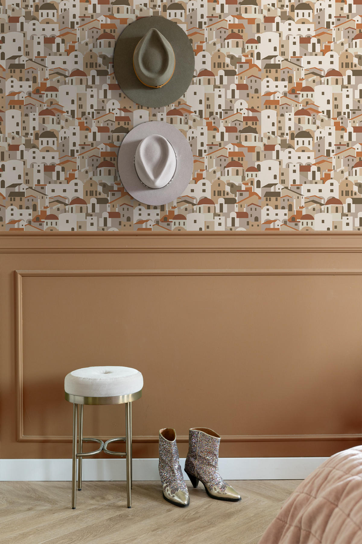 TAPETE Mediterrane Häuser 50 x 900 cm - Terracotta, Papier (50/900cm) - ESTAhome