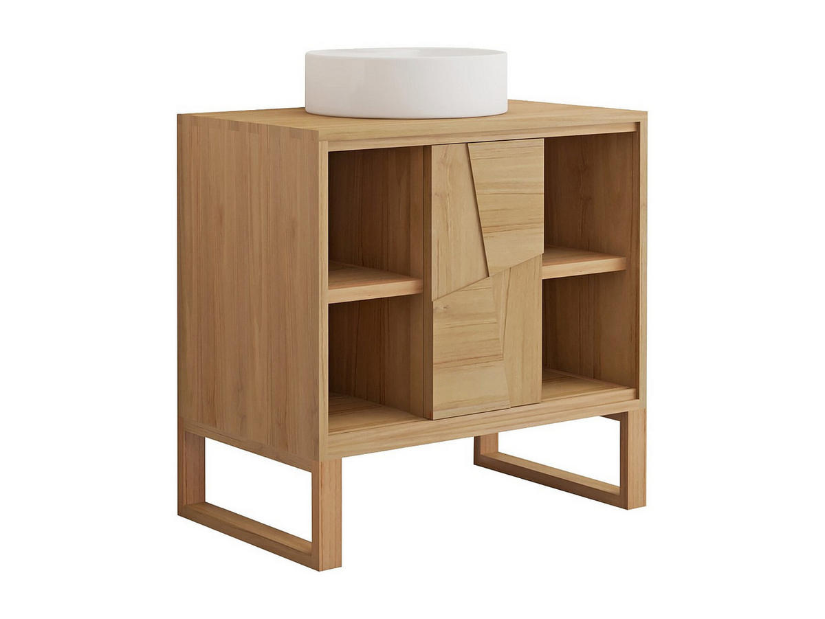 EINZELWASCHTISCH - 80 cm x 50 cm - Holz, Platte - Naturfarben Hell - MATARAM - Naturfarben, Holz (80/80/50cm) - Vente-Unique