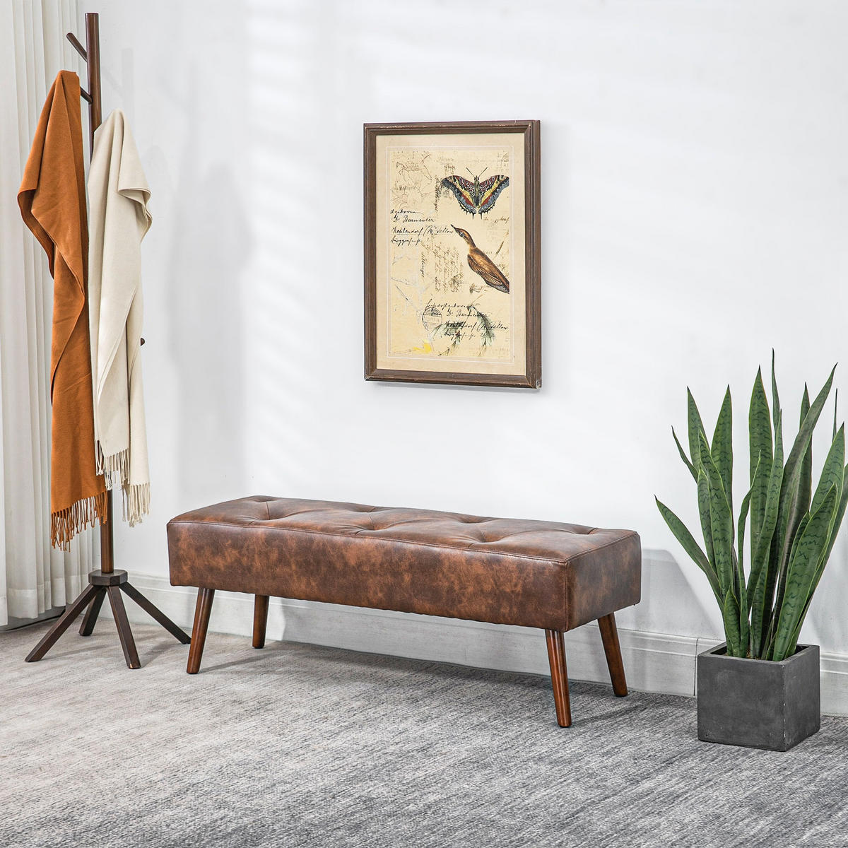 HOCKERBANK DE-12814 Knopfheftung, Vintage-Stil Braun - Braun, Holzwerkstoff (38/42/114cm) - ComfortXL