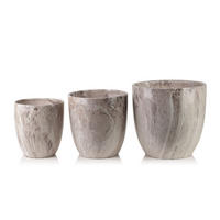 BLUMENTOPF Neva Marble 3er Set Beige 30,5x30,5x30,5/26x26x27/20,5x20,5x23 cm Keramik - Beige, Keramik (30.5/30.5cm) - Mondex