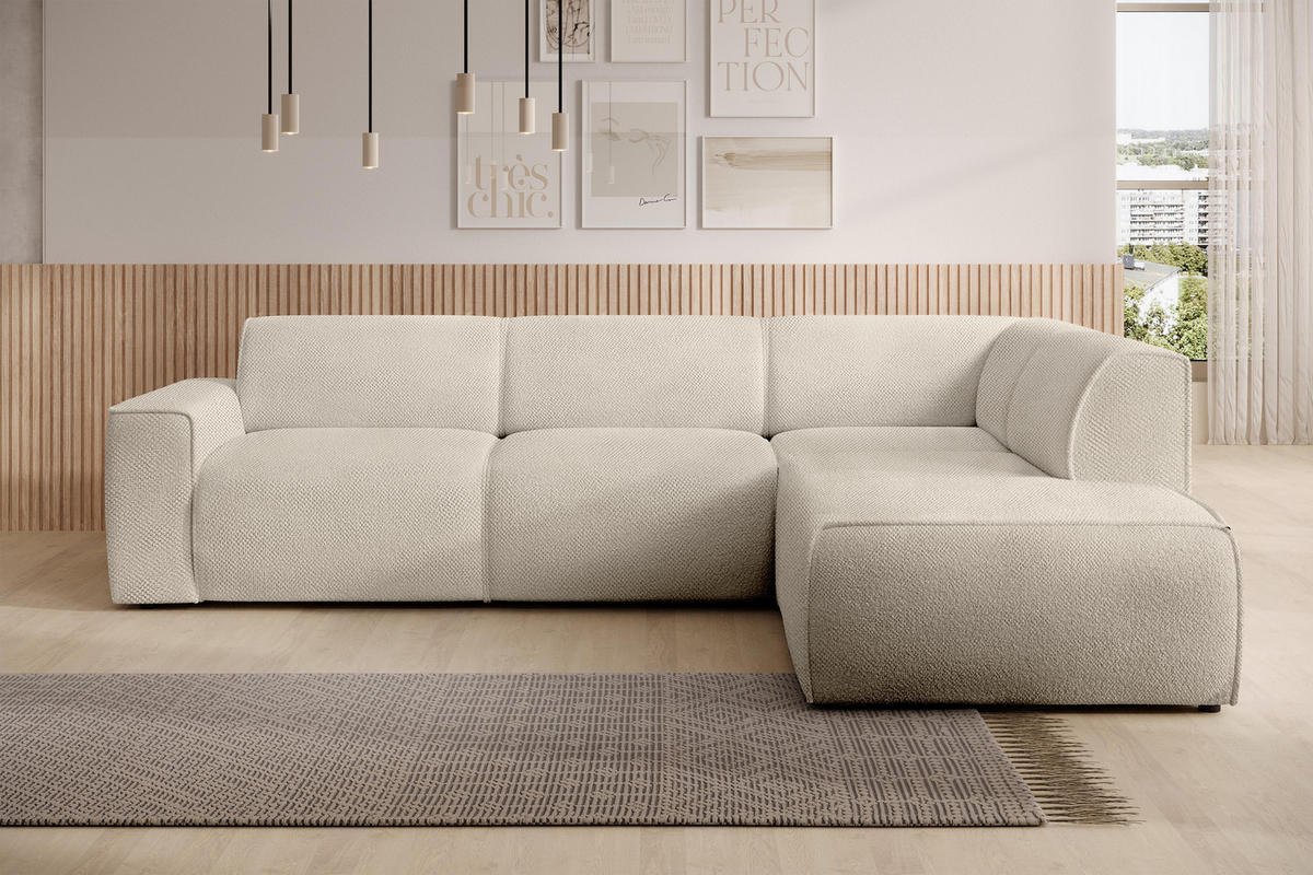 ECKSOFA L Form Didim Taupe 292/220/78 cm – großes Sofa stilvoll & bequem R - Taupe/Schwarz, Kunststoff/Textil (292/220cm) - AX Living
