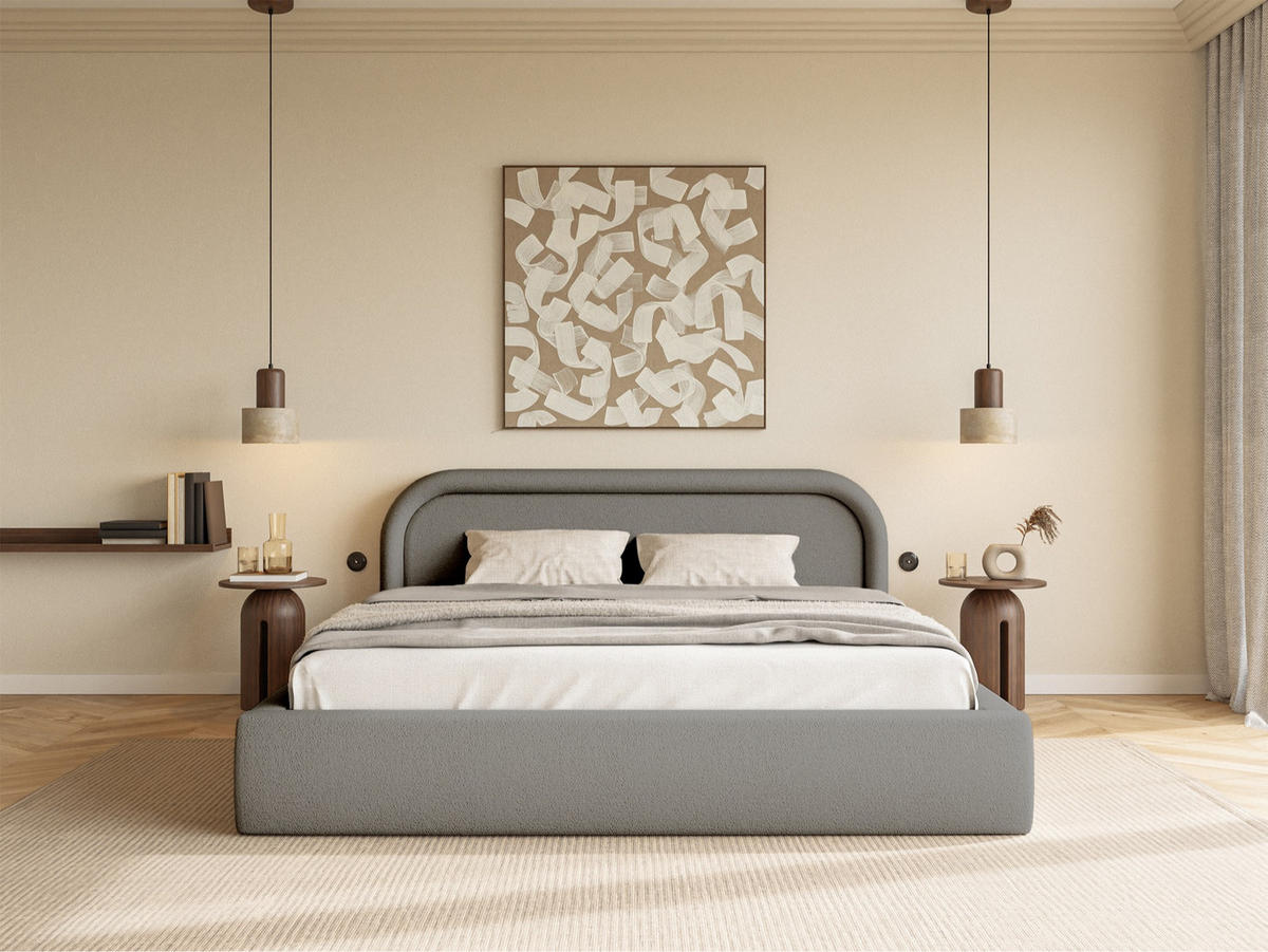 POLSTERBETT Ruvi Grau 180x200 cm - Schwarz/Grau, Holz/Textil (180/200cm) - Selsey