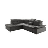 ECKSOFA mit Schlaffunktion mit Bettkasten und verstellbaren Kopf- und Rückenlehnen - Chromfarben/Grau, Textil (276/240cm) - ed exciting design