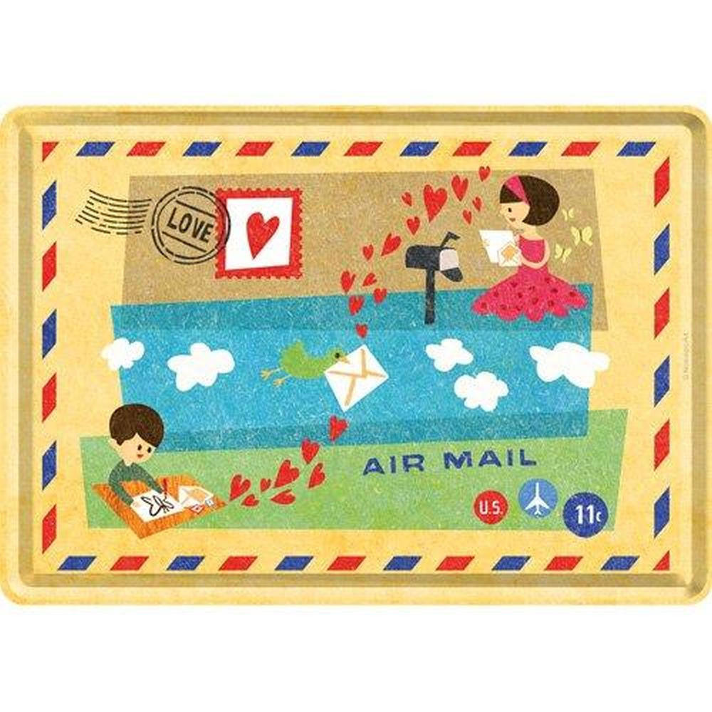 MINIBLECHSCHILD 10/14 cm Happy Together Air Mail - Multicolor, Metall (14/10/0.1cm) - Nostalgic-Art
