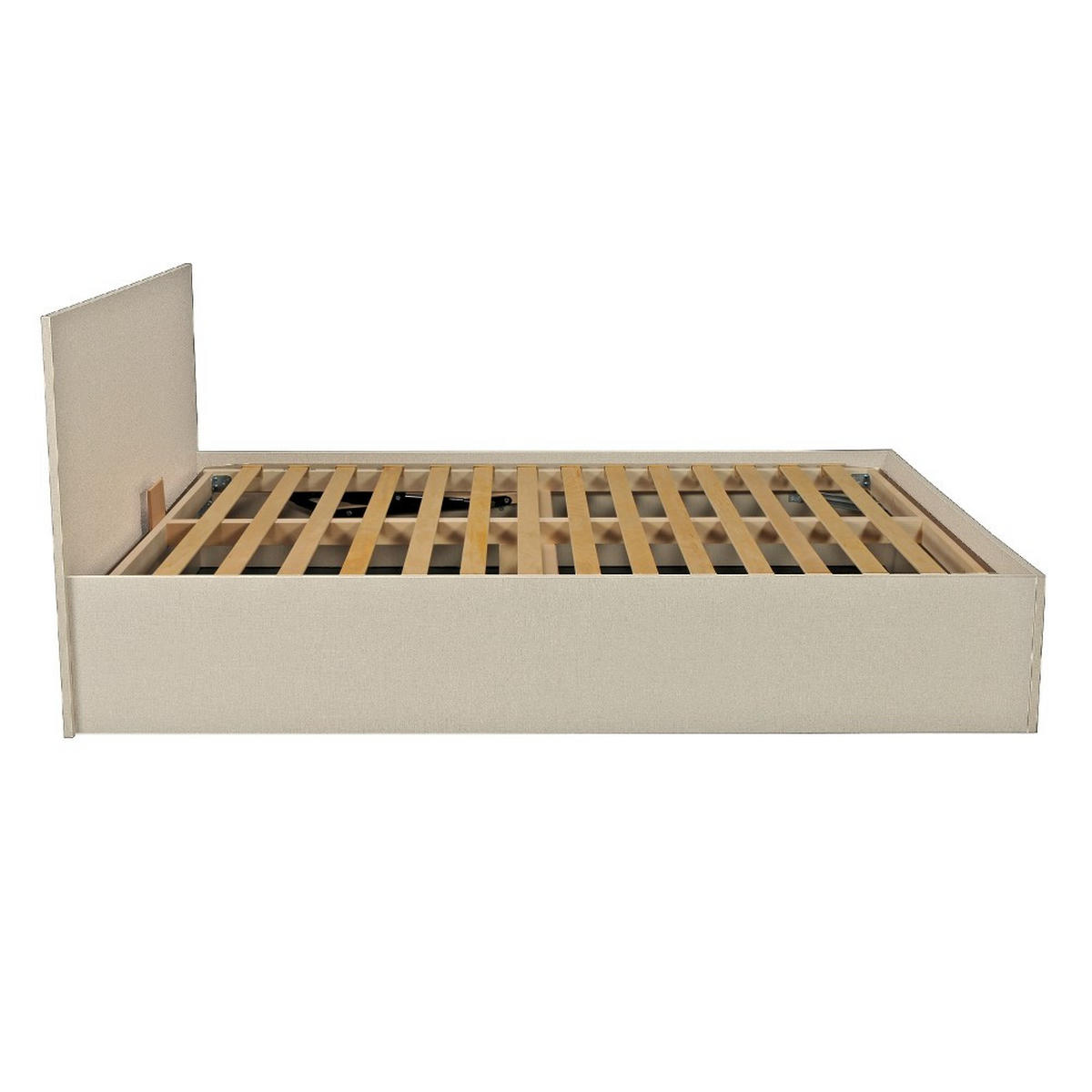 BETT MADRID 140x190 mit Lattenrost - Leinenimitationsdekor - Weiß, Holzwerkstoff (140/190cm) - Weber Industries