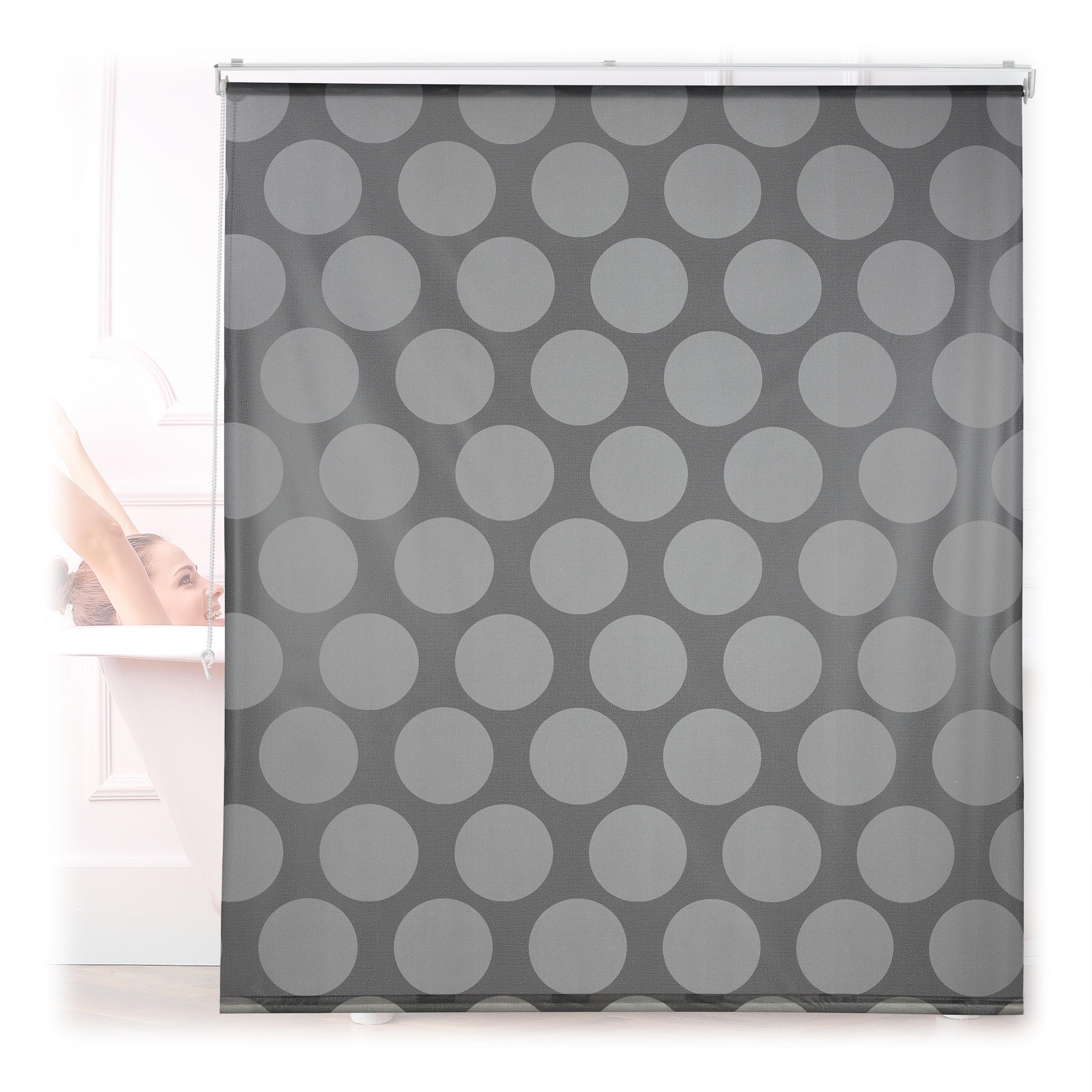 DUSCHROLLO - Grau, Kunststoff/Metall (140/4.5cm) - Relaxdays