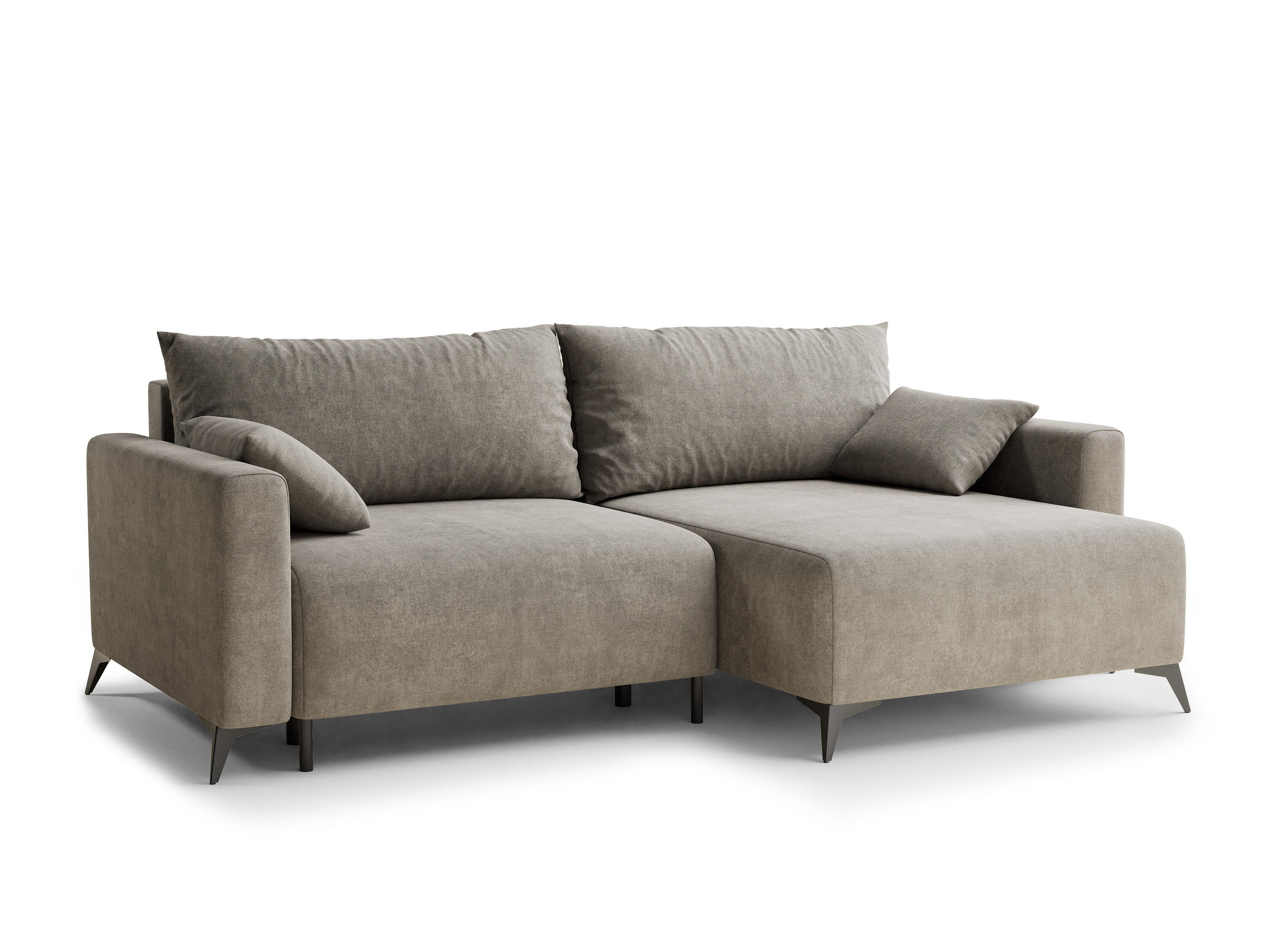 ECKSOFA MIT SCHLAFFUNKTION Leon Braun Webstoff - Schwarz/Braun, Holz/Holzwerkstoff (239/148cm) - Maison de Reve